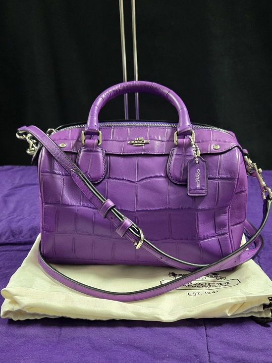 Coach Handbags - Coach Mini Bennet Croc-Embossed Purple Leather Satchel/ Crossbody